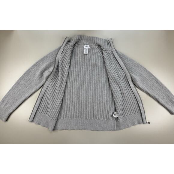 Vintage Y2K Calvin Klein Zip Up Sweater Mens M Gray 100% Cotton Mock Neck Ribbed - Picture 8 of 15